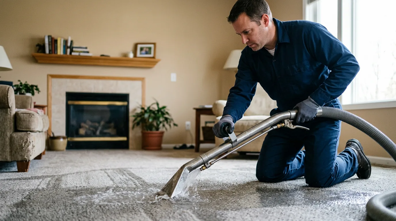 Water damage restoration technician working near Oakhurst, NJ